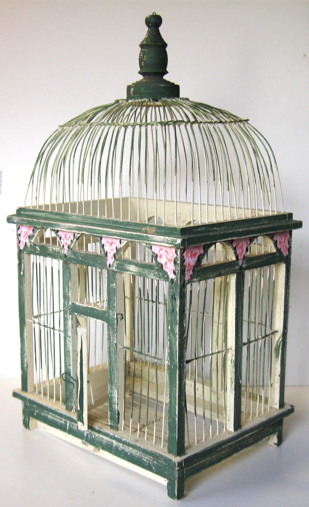 Curated visual reference: Fresh Look at Vintage Hand Painted Wood Birdcage 11 1 2 X 21