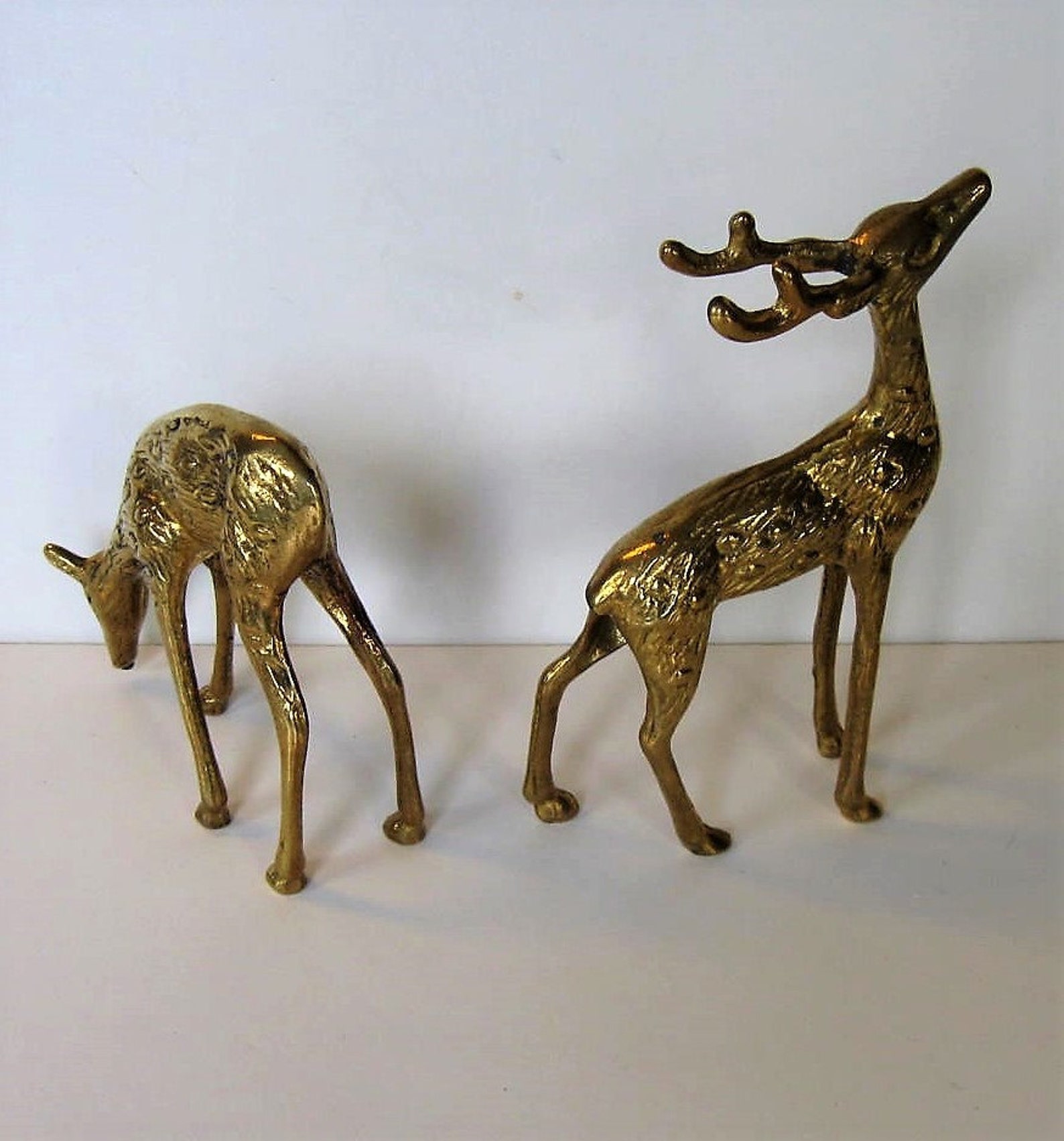 Vintage Brass Reindeer Figurines Christmas deer Stag Doe Etsy