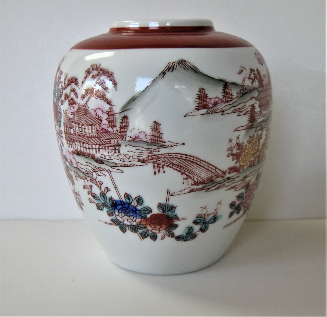 2 Vintage ceramic Oriental Ginger Jars 5 1/2 tall Etsy