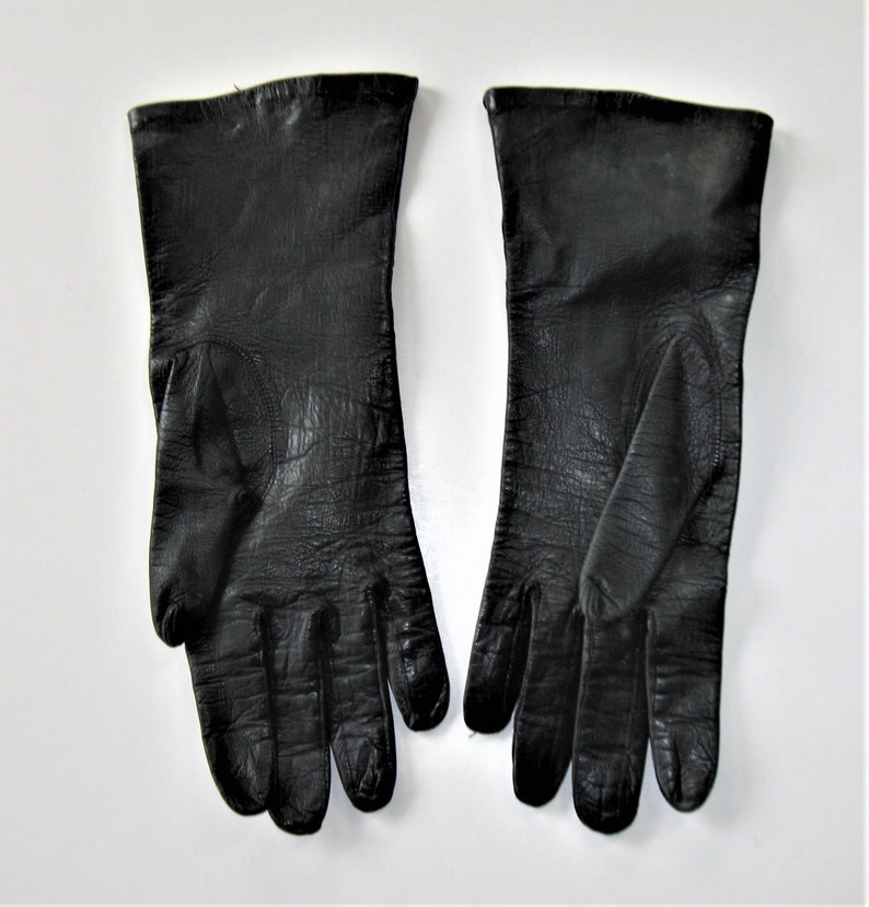 Vintage Macy's Ladies black washable Leather Gloves Made Etsy