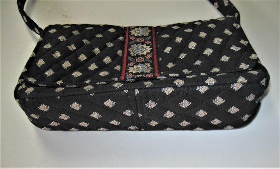 Vera Bradley black quilted fabric handbag,  9 1/2… - image 5