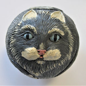 Vintage BRIERE Folk Art Pull Toy, 1988 Gray Cat and Cart, Roly Poly, Bob Timberlake Collectible, Kitty Folk art, 7 x 7, Mouse, gift idea image 4