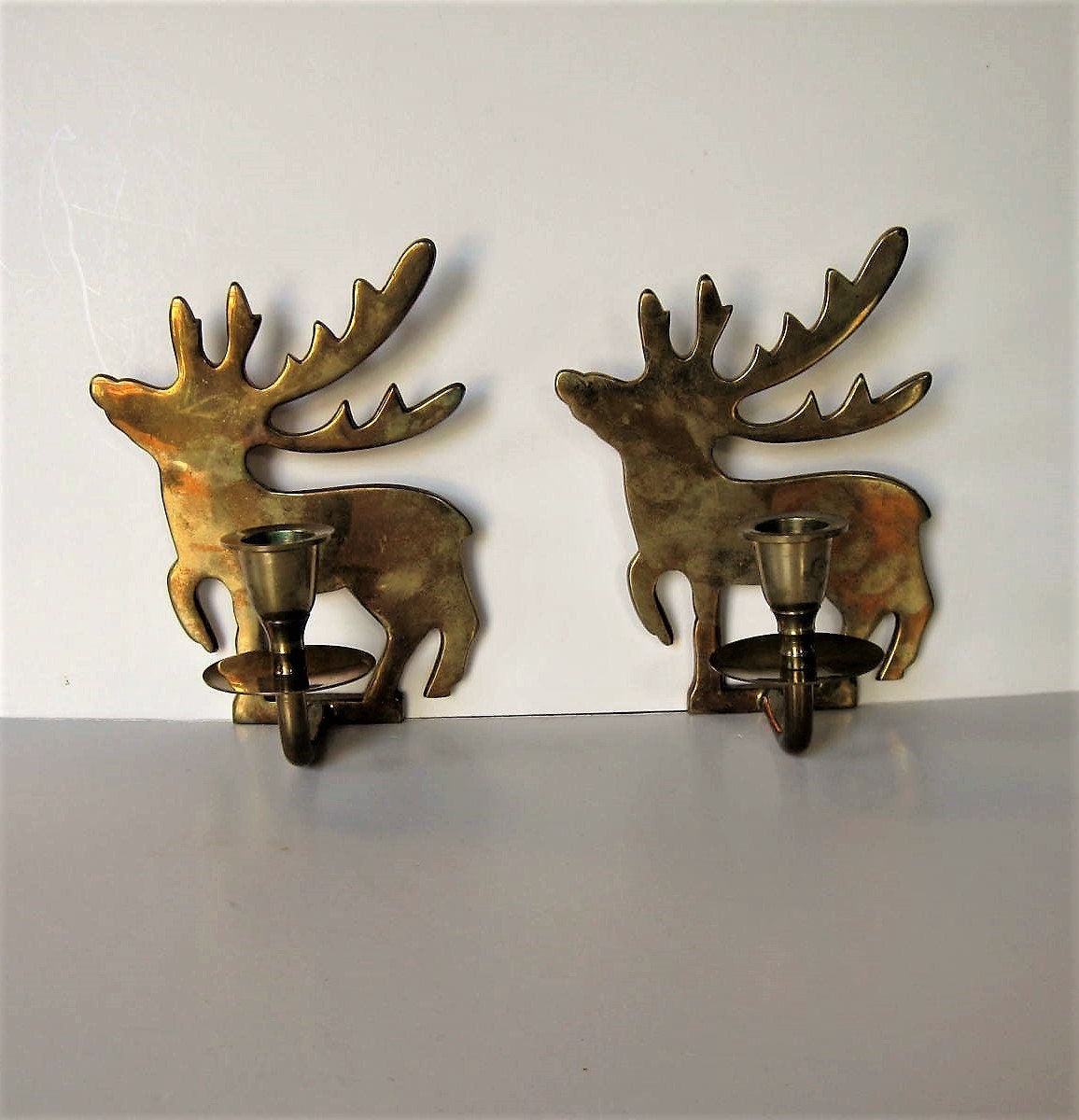 Pair of Vintage Brass Reindeer Candle Holders 6 1/2 Tall Etsy