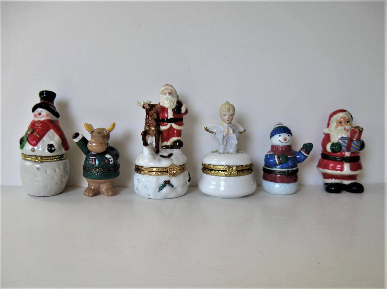 6 hinged ceramic Christmas trinket boxes 5 tall Etsy