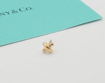 Vintage Single Tiffany & Co. 18k Yellow Gold Signature X Stud Earrings, NO PushBack, vintage jewelry, gold cross earring, gift idea