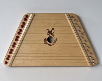 Vintage wood musical lap harp instrument, 14 1/2" x 8", European harp, zither, made by Nepeneroyka in Belarus, gift idea