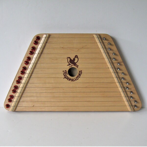 Vintage wood musical lap harp instrument, 14 1/2" x 8", European harp, zither, made by Nepeneroyka in Belarus, gift idea