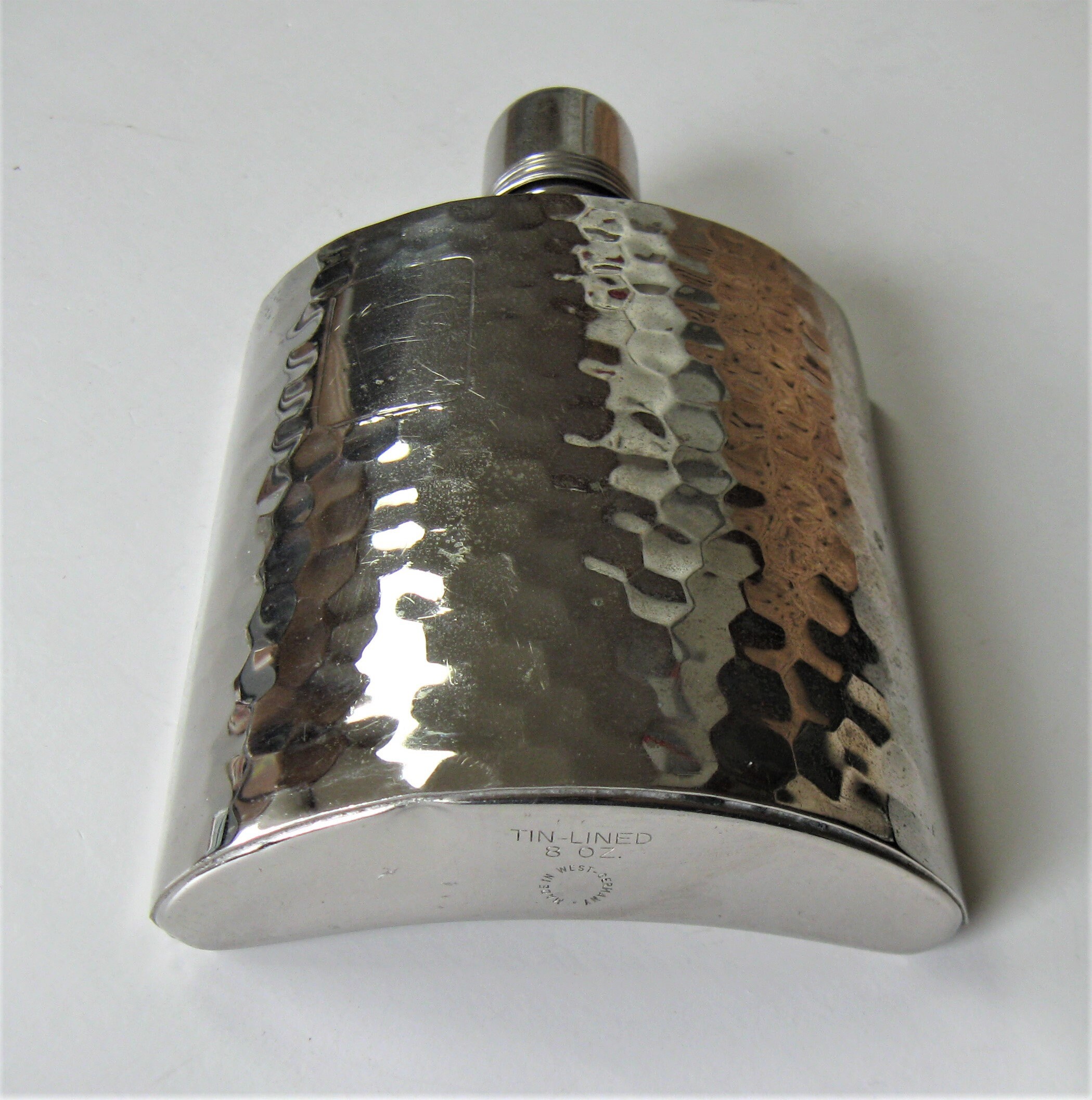 80's German hammered pewter flask Tin Lined Drink and Etsy