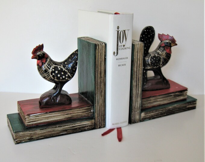 Vintage Chicken and Rooster Bookends 7 3/4 X 7 1/4 Etsy