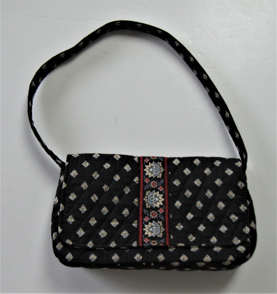 Vera Bradley black quilted fabric handbag,  9 1/2… - image 3