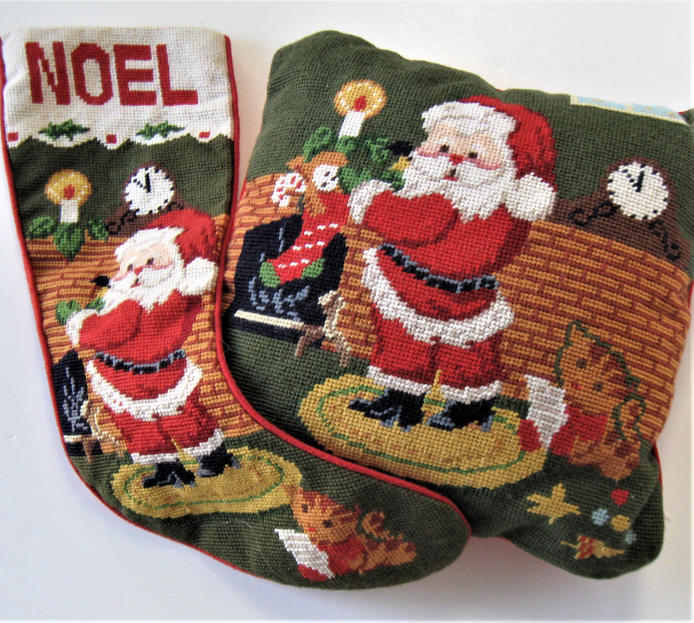 Navy Santa in Chimney Needlepoint Stocking – Lillian Grey