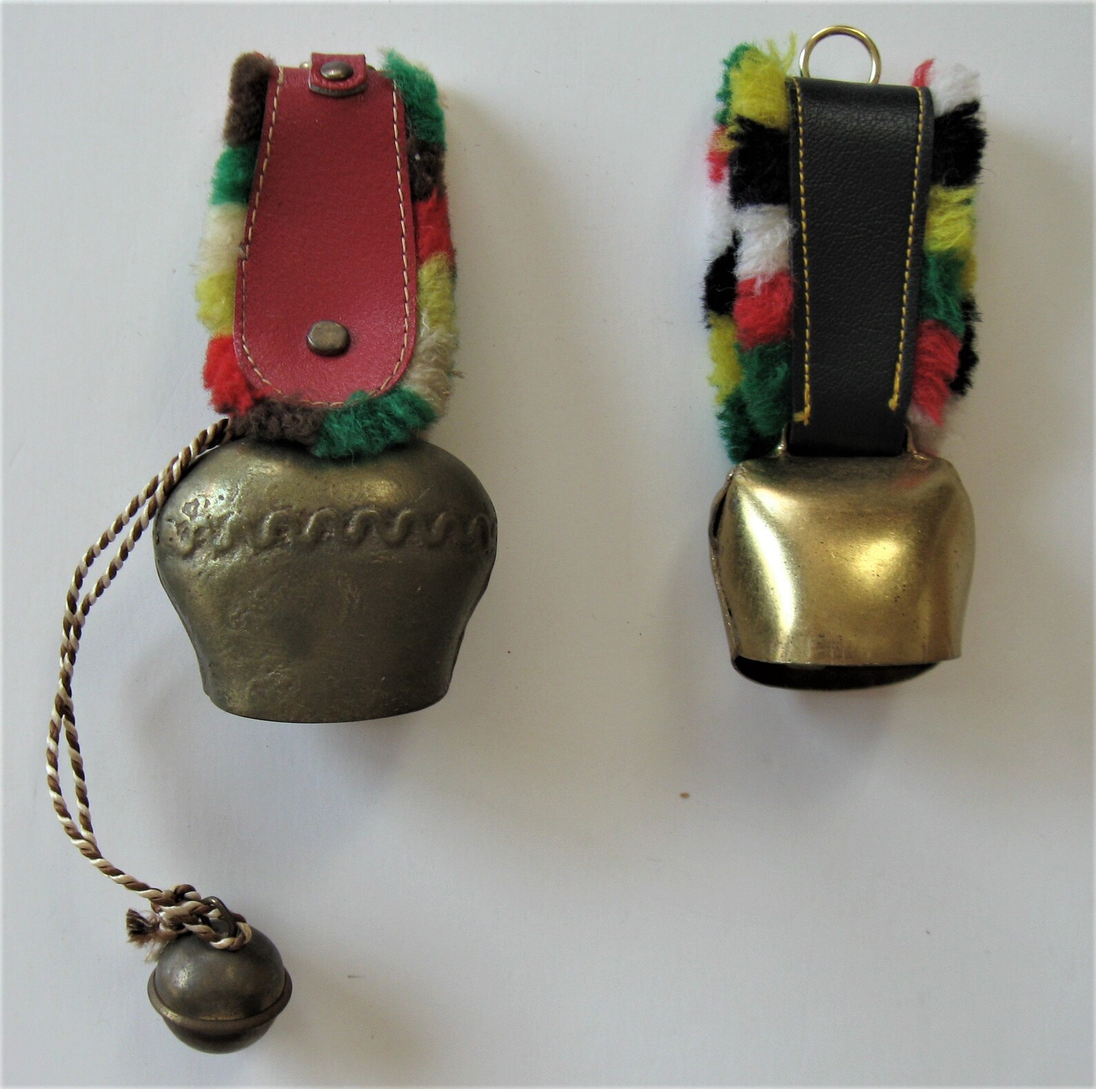 2 Vintage Brass Cow Bells hand painted flowers fringed metal Etsy