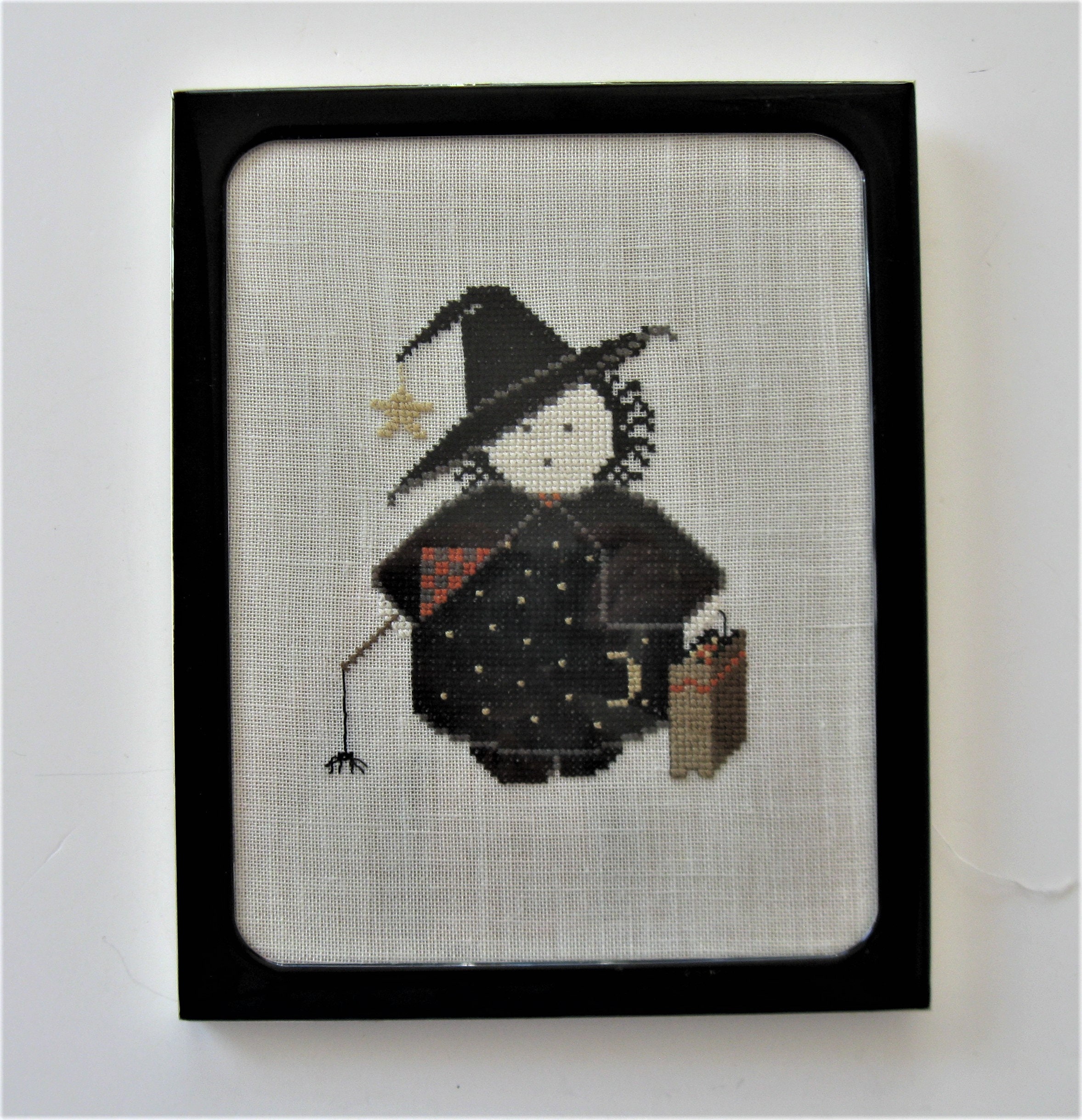 Vintage framed Witch stitchery 8 x 10 black Etsy