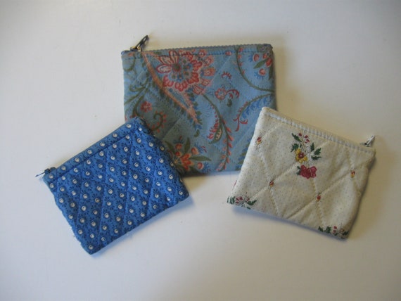 Set of 3 vintage French Country fabric zippered p… - image 1