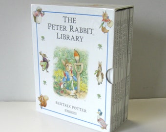 Vintage 1997 Boxed Set of 10 Beatrix Potter books, "The Peter Rabbit Library", Hardcover children's books, Shabby Nursery Décor, Easter