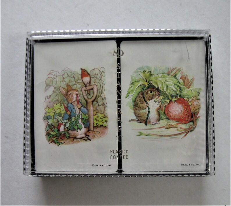 CO W Vintage Beatrice Potter Peter Rabbit playing cards F sealed double deck original plastic case gift card games jokers Nutkins