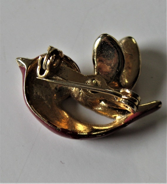 Vintage gold tone and rhinestone bird pin,  1" x … - image 4