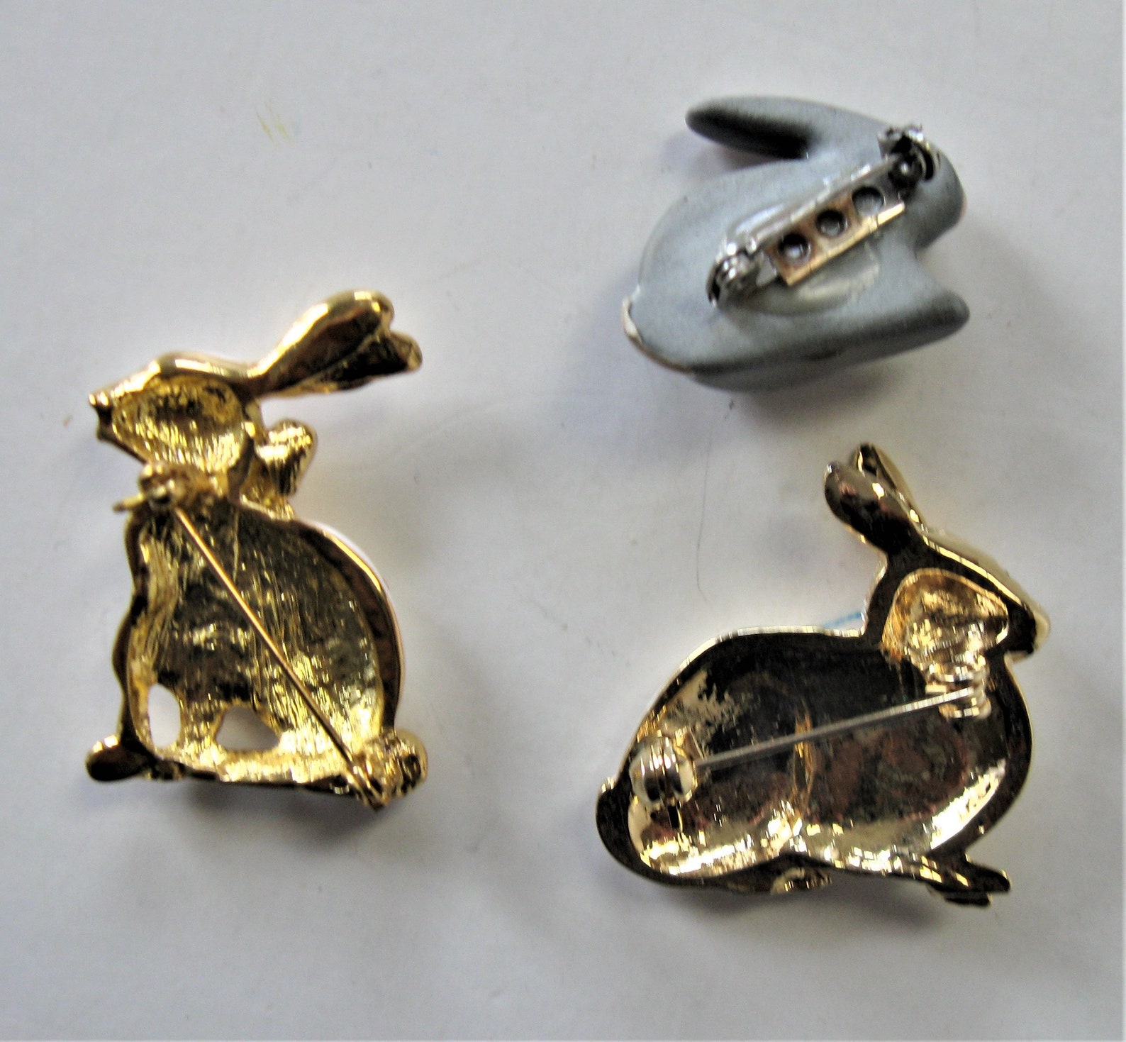 Lot of 3 vintage enamel and rhinestone bunny rabbit pins and Etsy