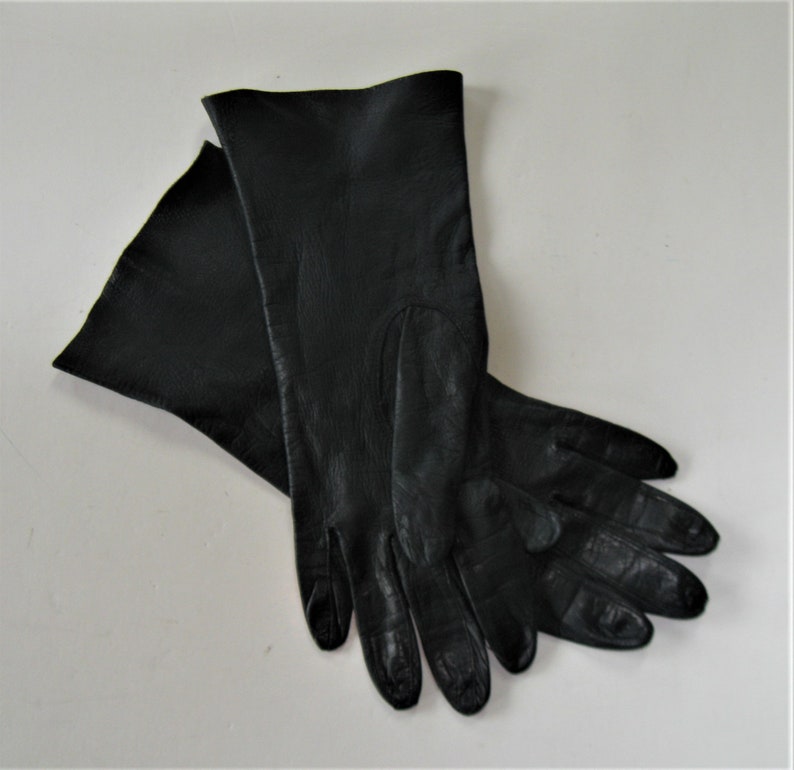 Vintage Macy's Ladies black washable Leather Gloves Made Etsy