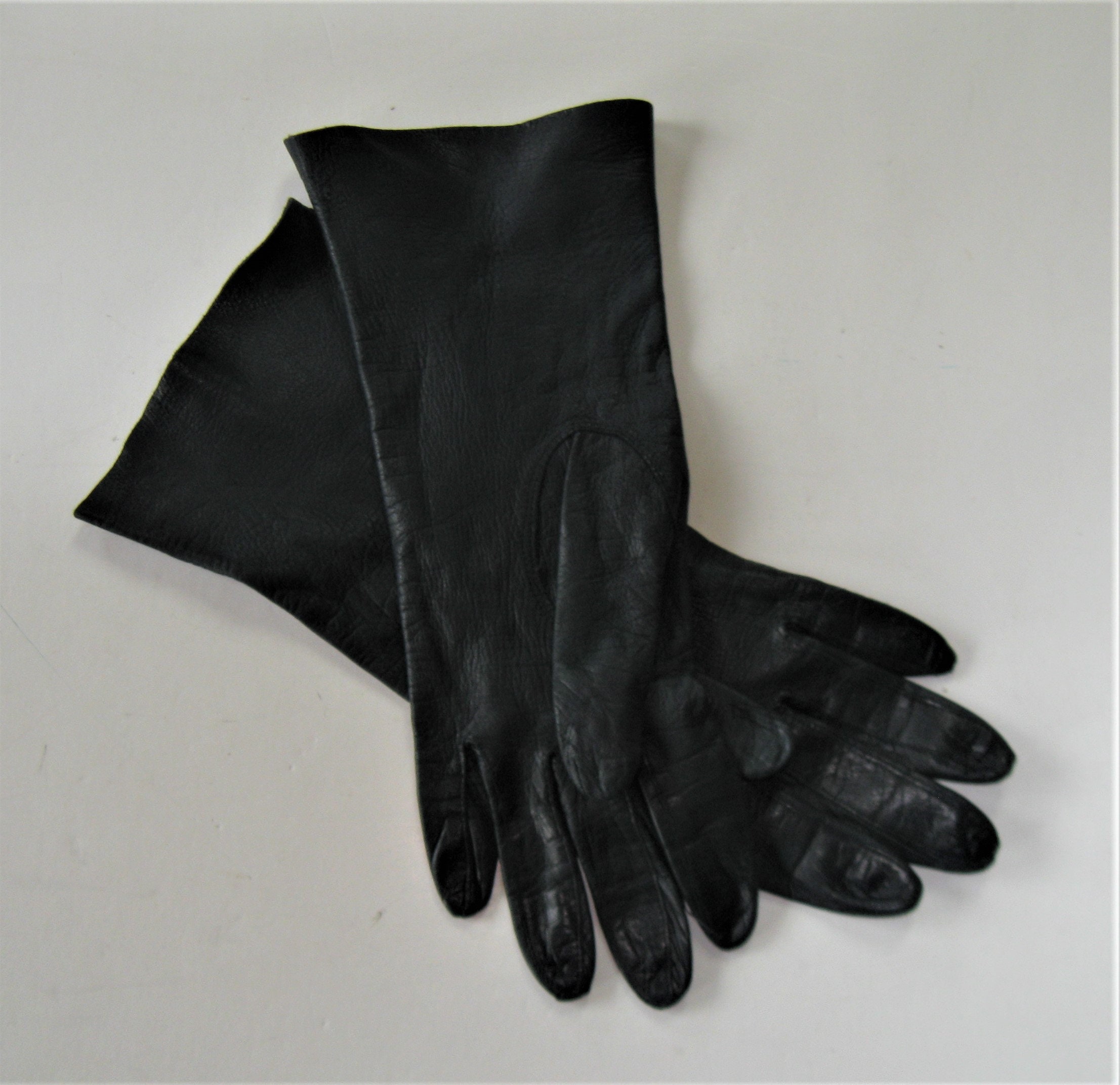 Vintage Macy's Ladies black washable Leather Gloves Made Etsy