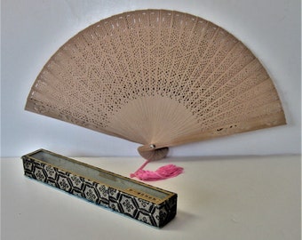Vintage Pair of Identical Paper Fans Originally Given Out by CAAC