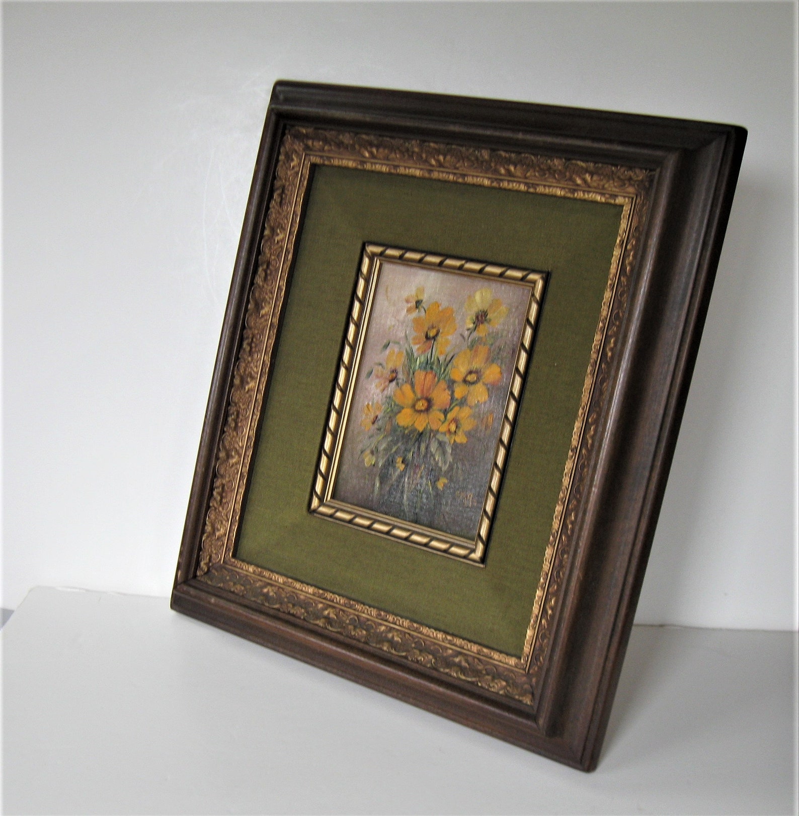 Vintage ornate wood Framed original oil painting 14 x Etsy