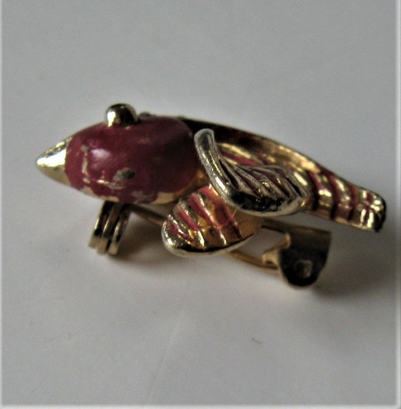 Vintage gold tone and rhinestone bird pin,  1" x … - image 6