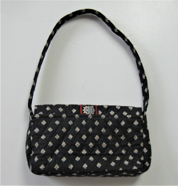 Vera Bradley black quilted fabric handbag,  9 1/2… - image 4
