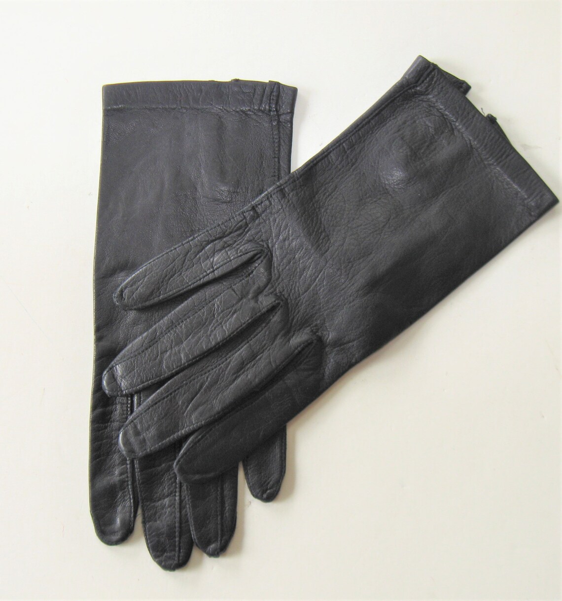 Vintage Macy's black short washable Leather Gloves Made | Etsy