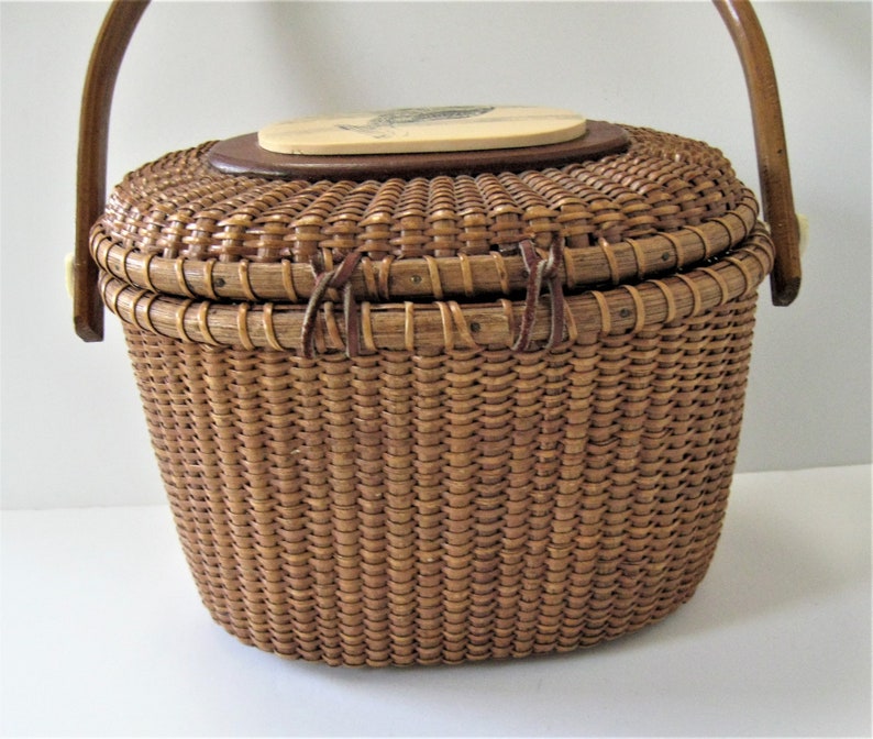 SALE Vintage Hand Signed Farnum Nantucket Basket Purse Etsy