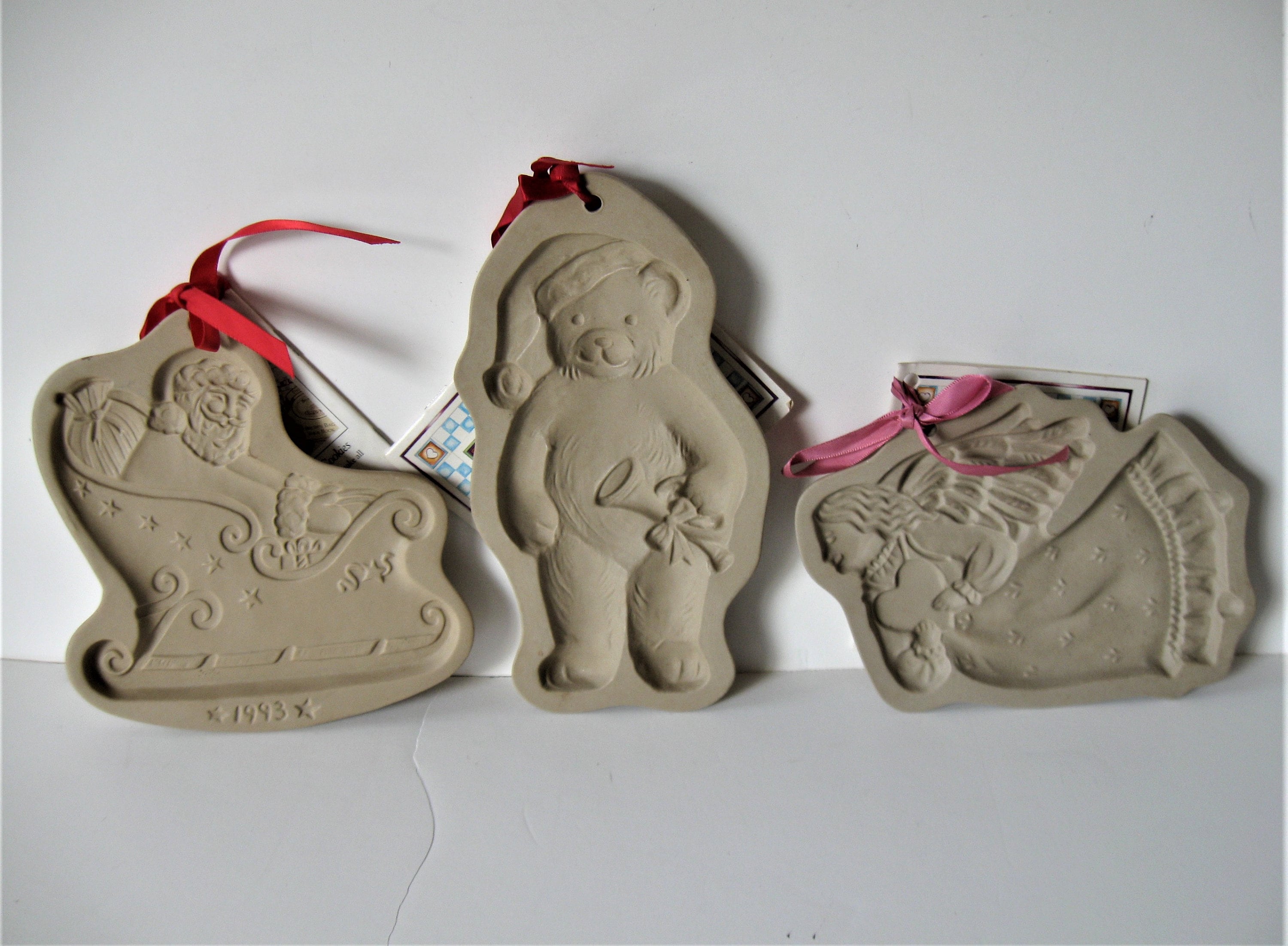 SALE, 3 Vintage Brown Bag Cookie Art Ceramic Molds, 8 Tall, Santa and  Sleigh, Angel, Bear With Bell, Kitchen Wall Décor, Cookie Recipes 