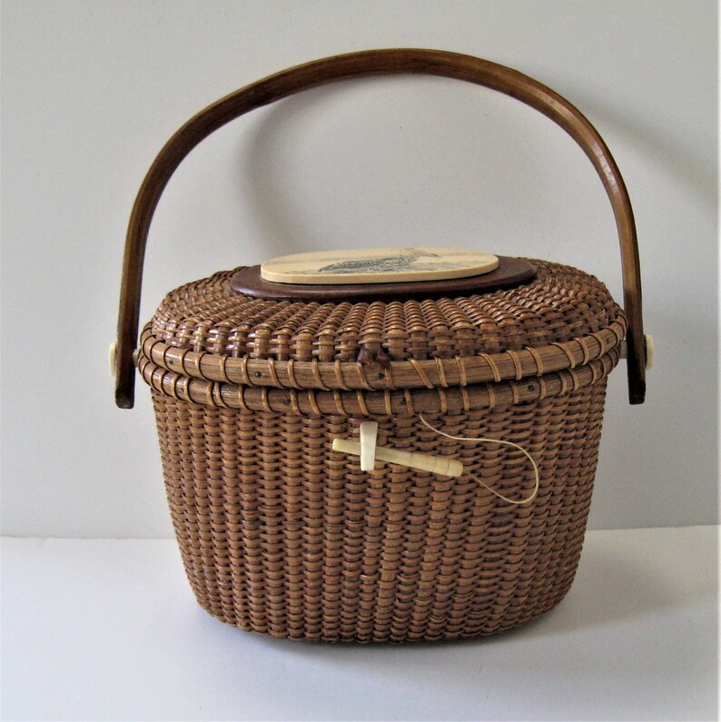 SALE Vintage Hand Signed Farnum Nantucket Basket Purse Etsy