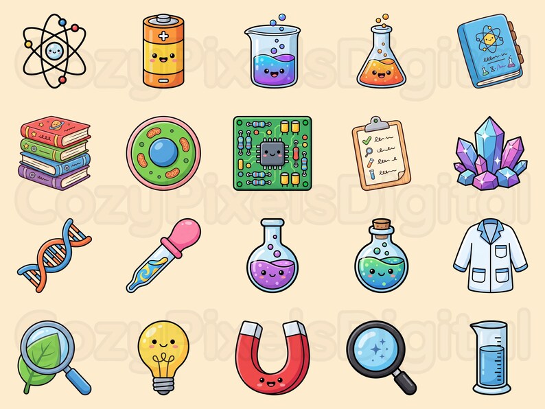 Science Clipart Bundle, 40 Transparent Pngs, STEM Digital Graphics ...