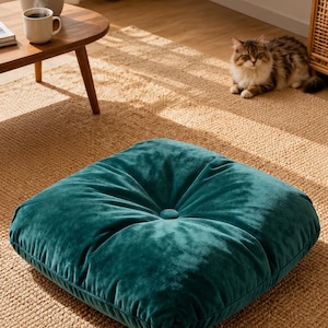 Cojín para silla cuadrado resistente al agua, tamaño personalizado, con asiento acolchado y lazos para sujetar.