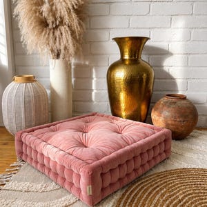 Gestepptes Samt-Bodenkissen, Boho-Wohnzimmer-Meditationskissen