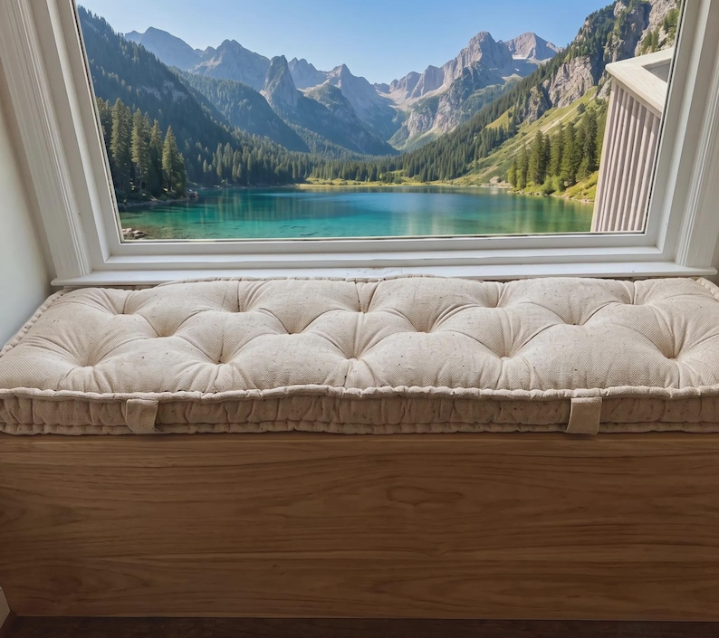 Custom Canvas Tufted Bench Cushion, Rectangular Indoor Seating Pad ...