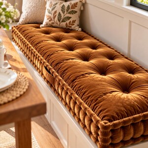 Custom Indoor Furniture Seat Pad, Waterproof Velvet Cushion, Handmade Upholstery