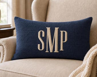 Personalized Embroidered Monogram Pillow Cover,  Custom Text Embroidered Pillow Cover, Baby Room Pillow, Dorm Decor Room Gift