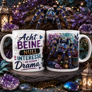 Tarantula mug with saying, Eight legs, zero interest in your drama, spider gift, terrarium mug, funny pet mug