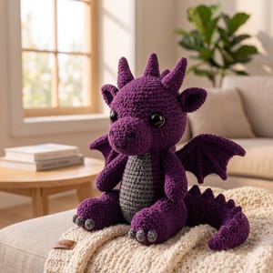 Dragon Crochet Pattern PDF | Amigurumi Fantasy Dragon | Plush Dragon Tutorial | Wings, Horns & Spine | Instant Download
