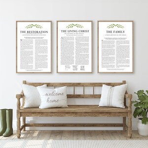 NUEVO conjunto de trío SUD moderno / La restauración / Proclamación de la familia / Cristo viviente / Descarga digital inmediata / LDS Wall Art / 18 archivos!