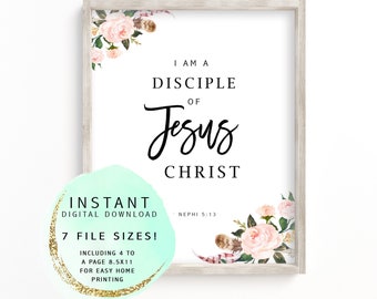 NEW Printable Wall Art - New LDS Youth 2024 Theme I Am A Disciple of Jesus Christ, YW, Young Women, Instant Digital Download 7 files sizes!
