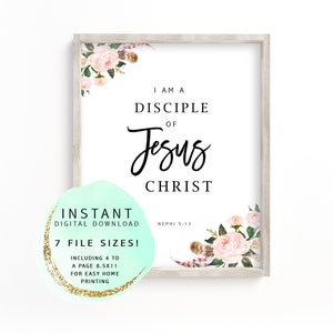 NEW Printable Wall Art - New LDS Youth 2024 Theme I Am A Disciple of Jesus Christ, YW, Young Women, Instant Digital Download 7 files sizes!