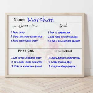 New Latter Day Saint Children and Youth - Personal Development Worksheet Printables - Youth Goals - INSTANT DOWNLOAD 4 sizes! 16 files!