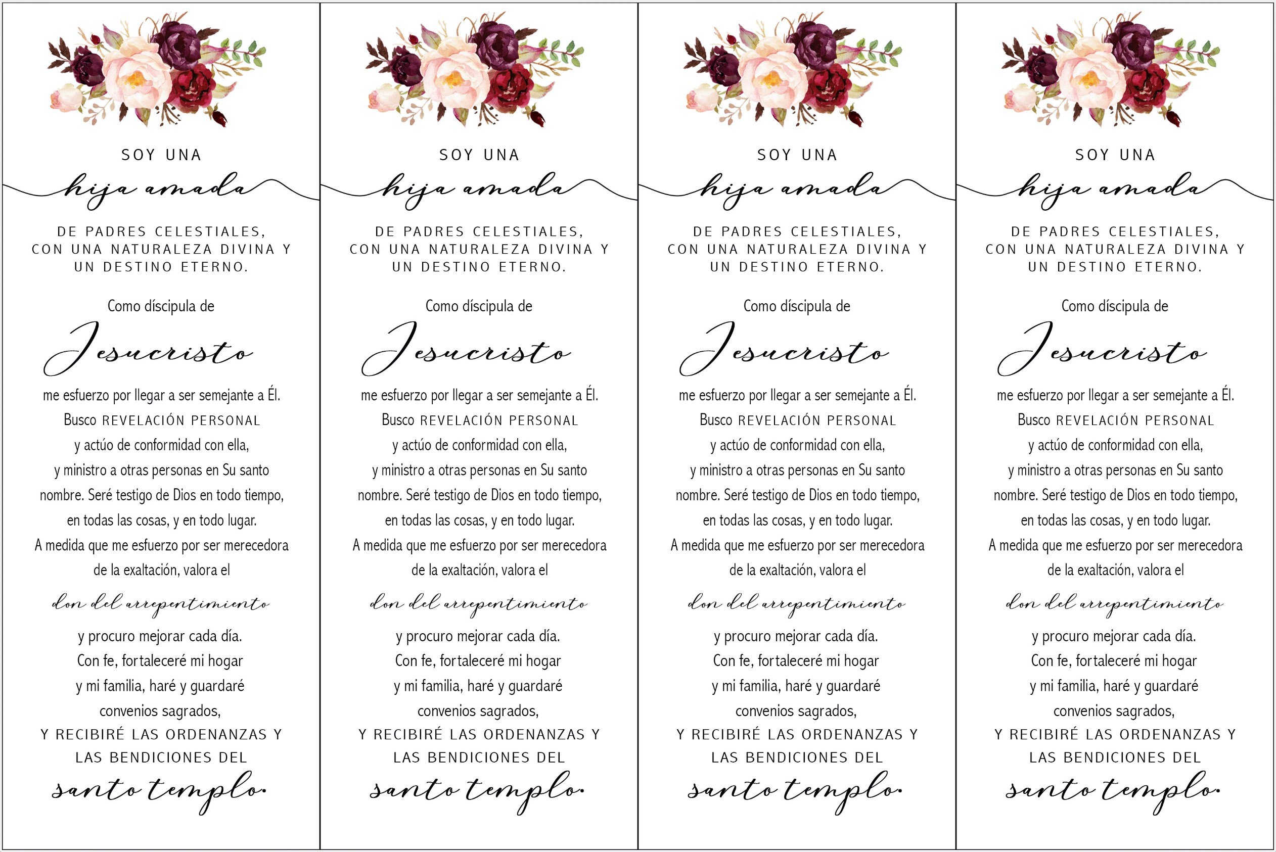yw printable bookmarks floral new spanish lds young etsy