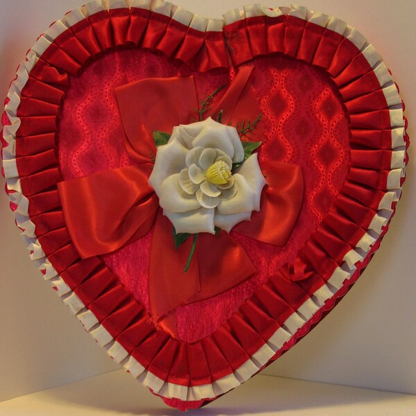 Heart Candy Valentines Box with Red Satin