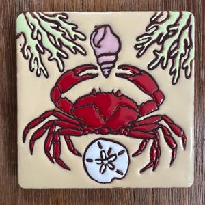 Crab Glazed art tile