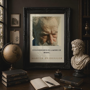 Martin Heidegger-citatposter, filosofiväggkonst, lågpolyporträtttryck, existentialism