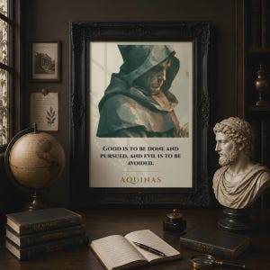 Thomas Aquinas citatposter, filosofiväggkonst, medeltida akademikertryck, inspirerande