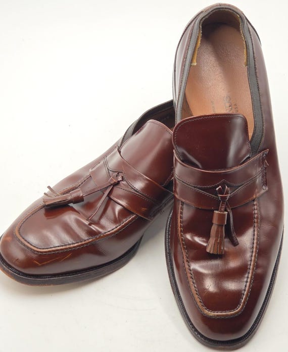 Allen Edmonds, Allen Edmonds Biscayne 8884 11D Burgundy Tassel Loafers Vintage 1980s USA